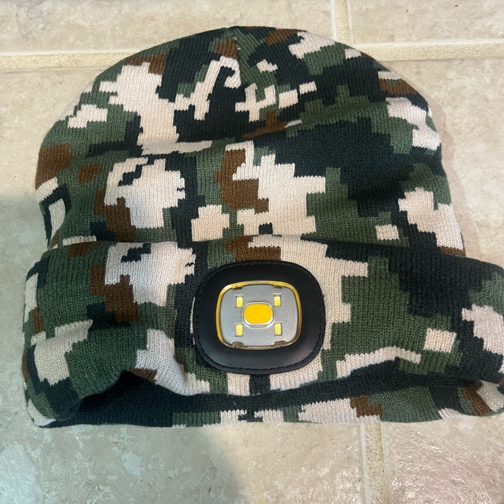 Camo Knit Beanie with Built-In LED Light